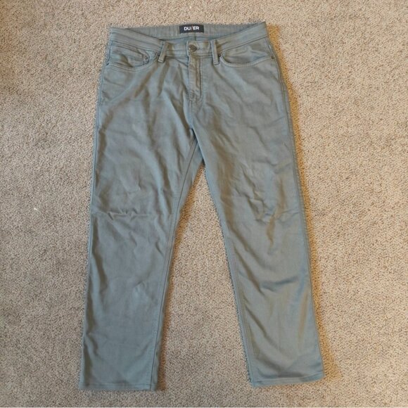 DU/ER N2X Slim Fit Mens Pants 33x30 Green Casual Everyday Outdoor Stretch - Picture 1 of 7
